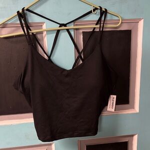 Old Navy Black Strappy Crop Top Large